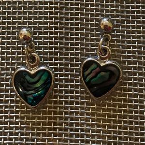 Hawaiian opal heart shaped drop earrings